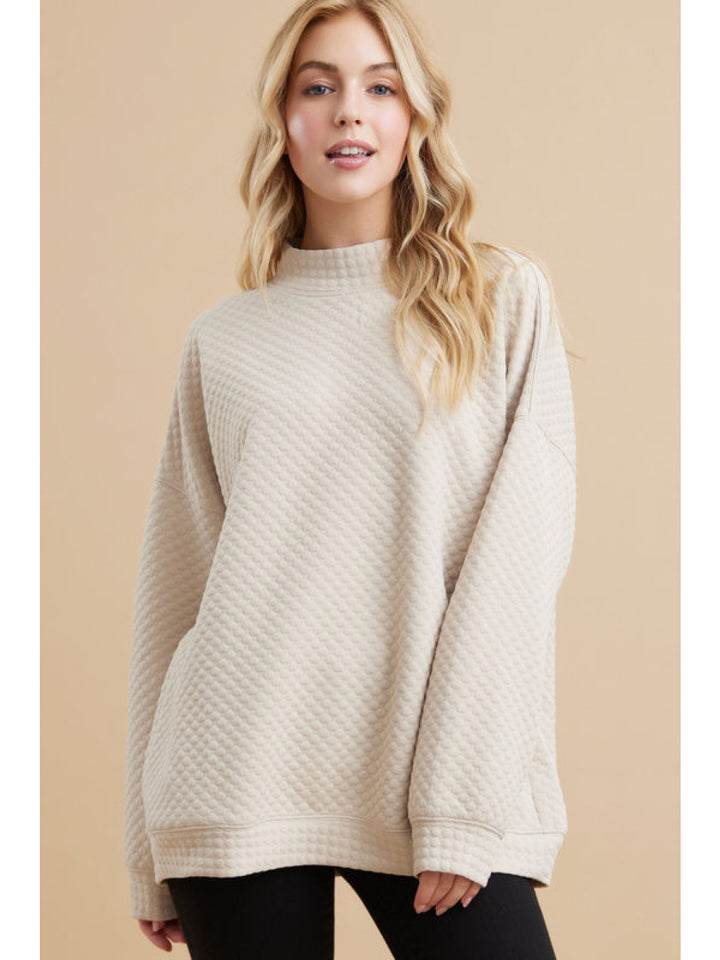 Textured Mock Neck Top