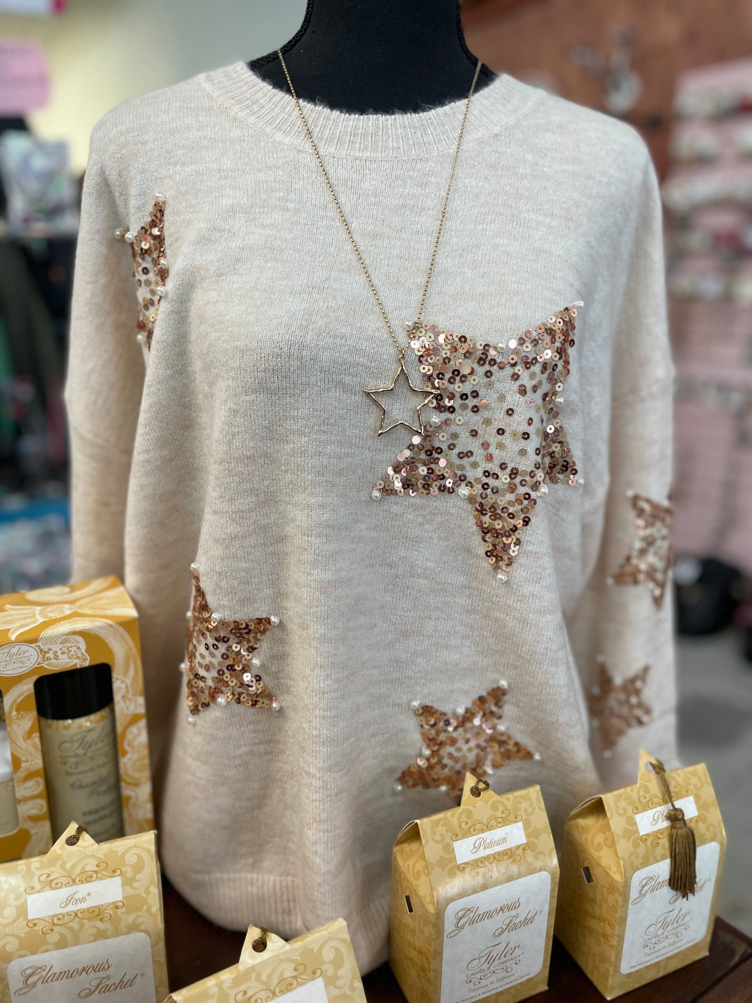Sequin Star & Pearl Sweater