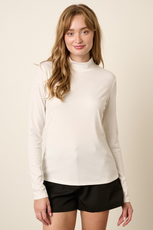 Ribbed Mock Neck Top