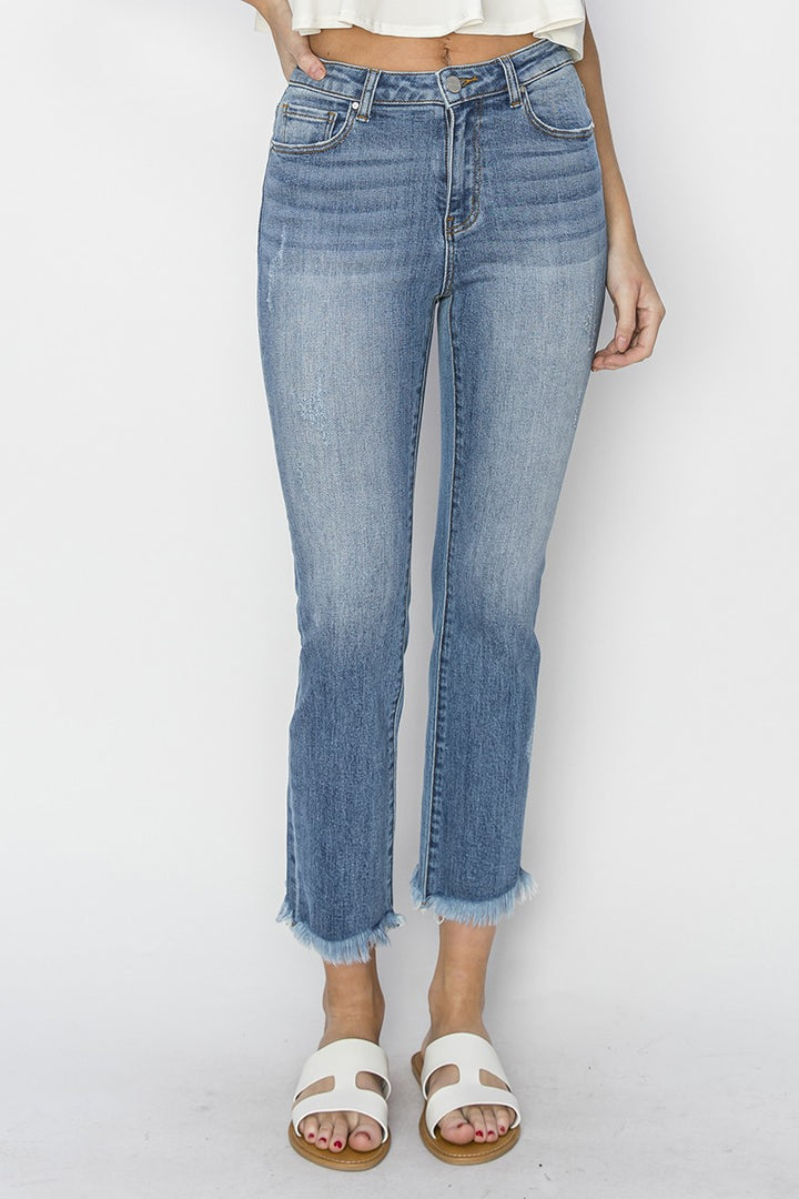 "Alicia" Mid Rise Straight Jeans