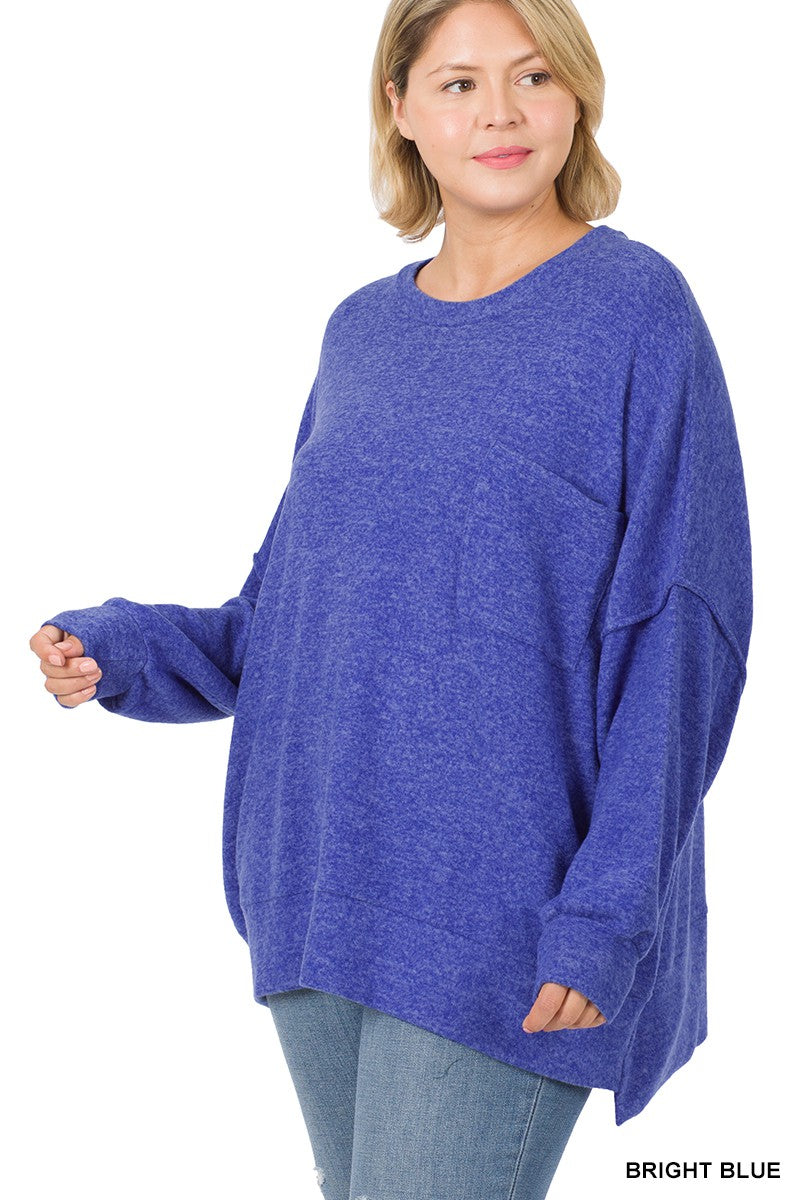 Melange Drop Shoulder Plus Sweater