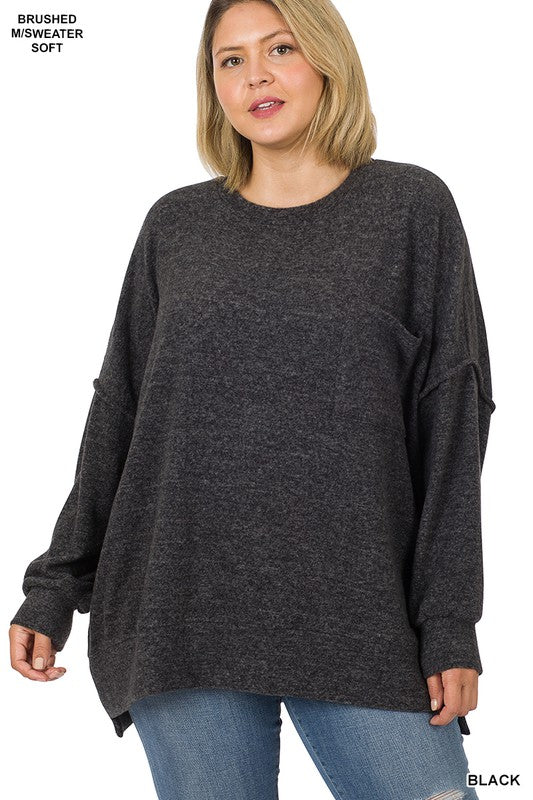 Melange Drop Shoulder Plus Sweater