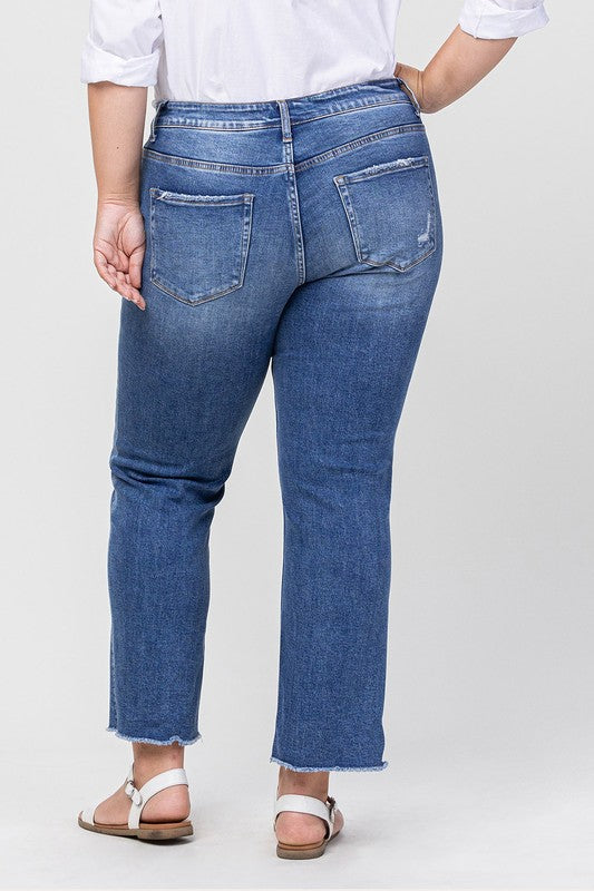 "Lindsey" Mid Rise Straight Crop Vervet Jeans