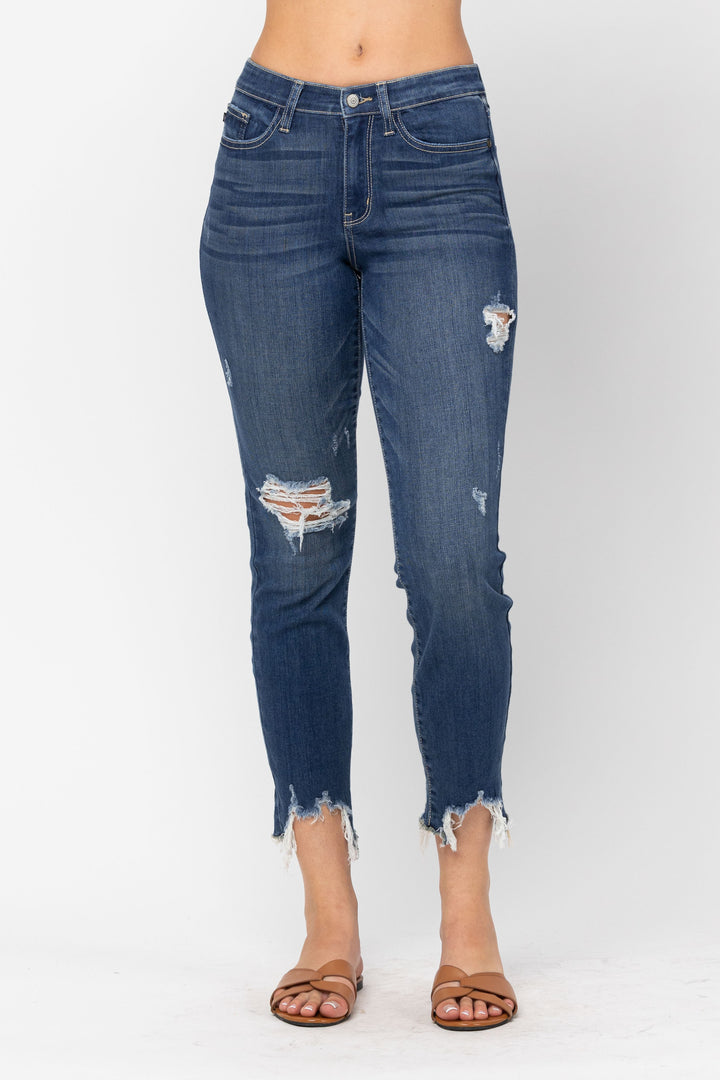 Judy Blue Mid Rise Shark Bite Jeans