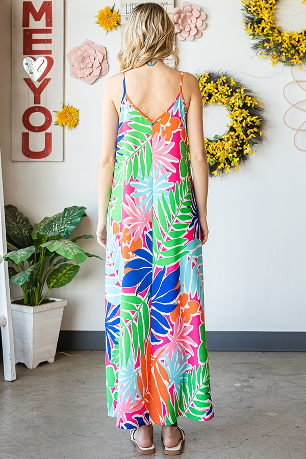 Multicolor Tropical Maxi Dress