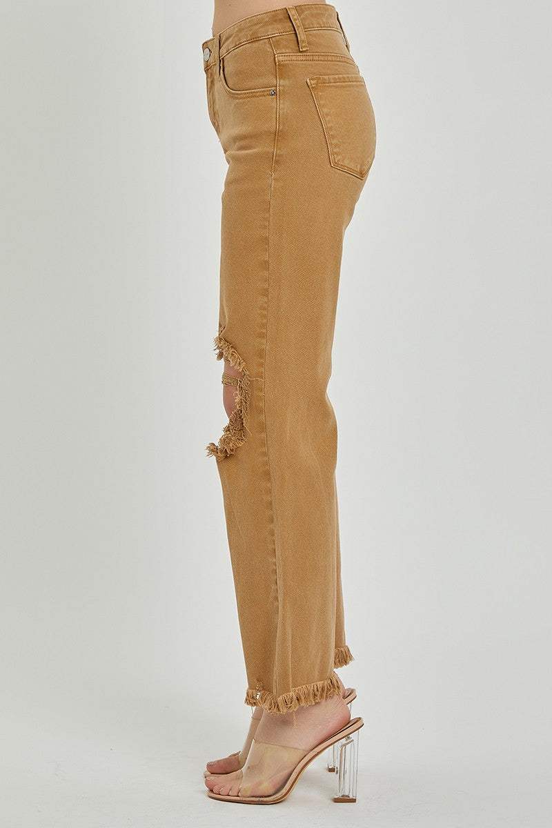 "Katie" High Rise Straight Risen Jeans