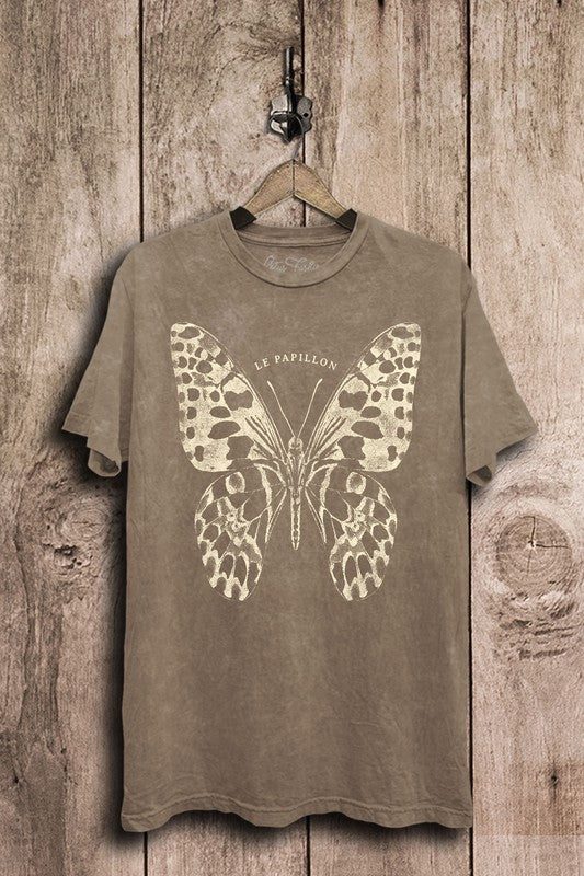 Butterfly Freedom Mineral Wash Graphic Tee