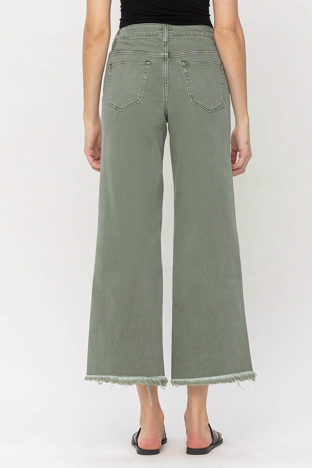 "Livi" Green Wide Leg High Rise Jeans