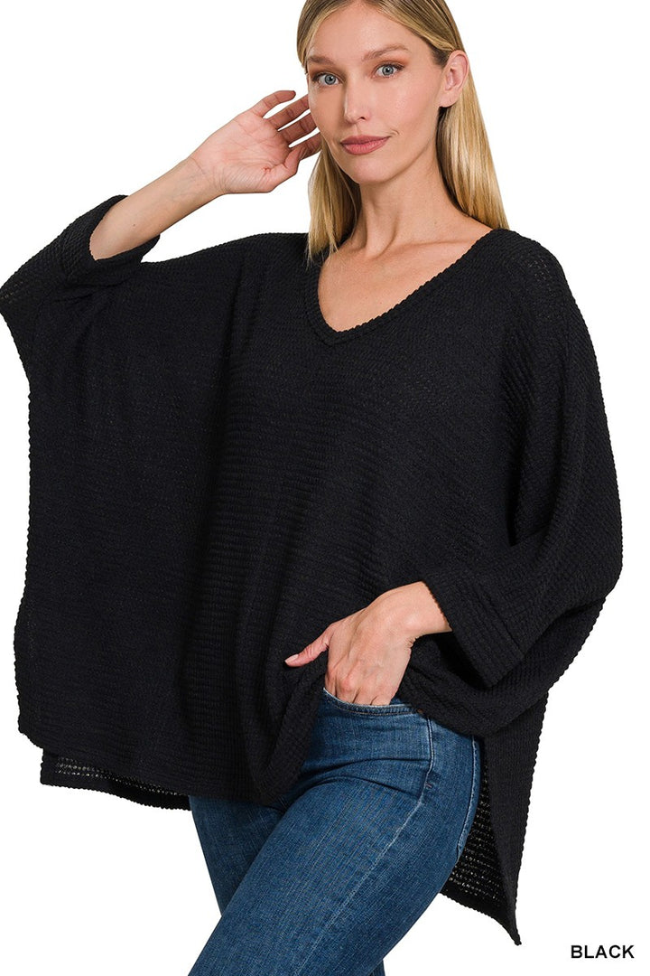 Jacquard 3/4 Sleeve Sweater
