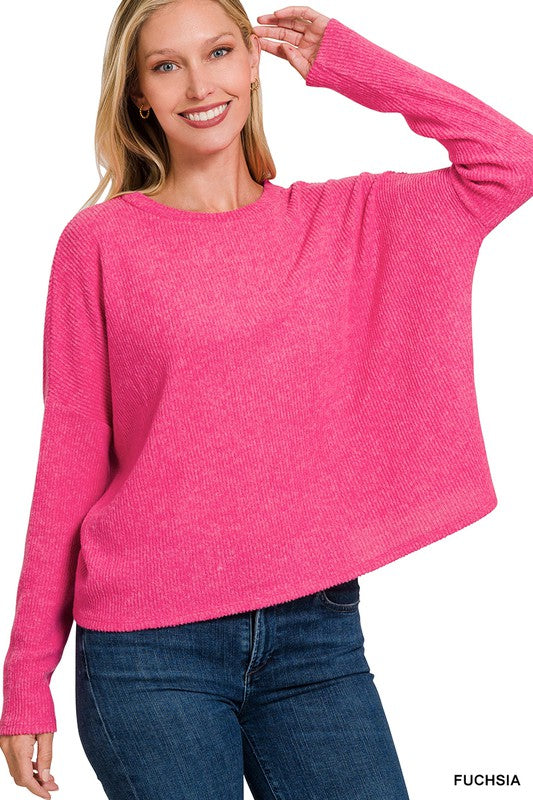 Ribbed Dolman Sleeve Top