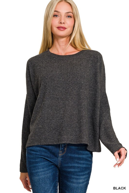 Ribbed Dolman Sleeve Top