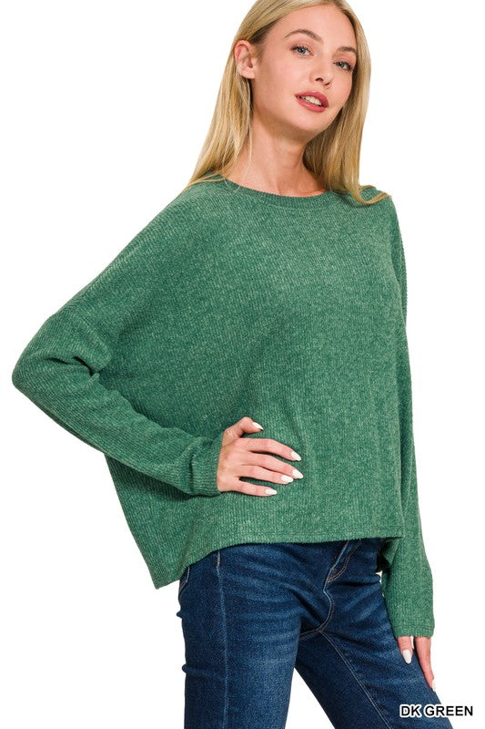 Ribbed Dolman Sleeve Top