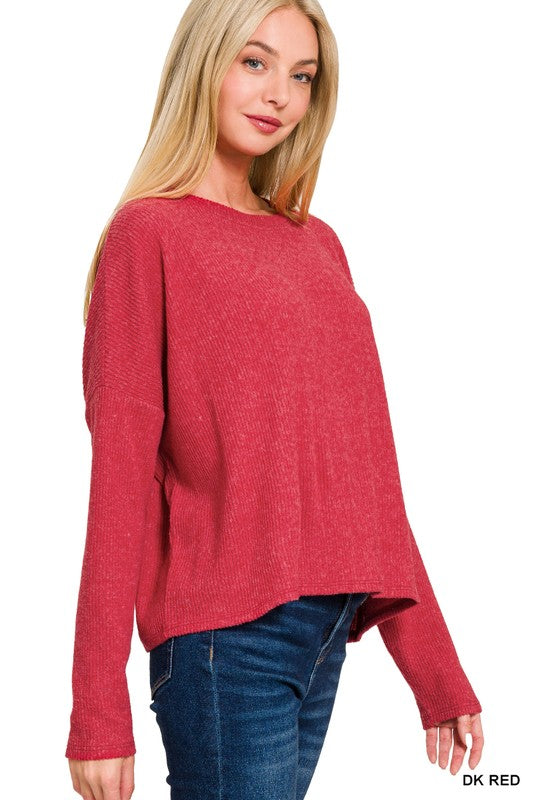 Ribbed Dolman Sleeve Top