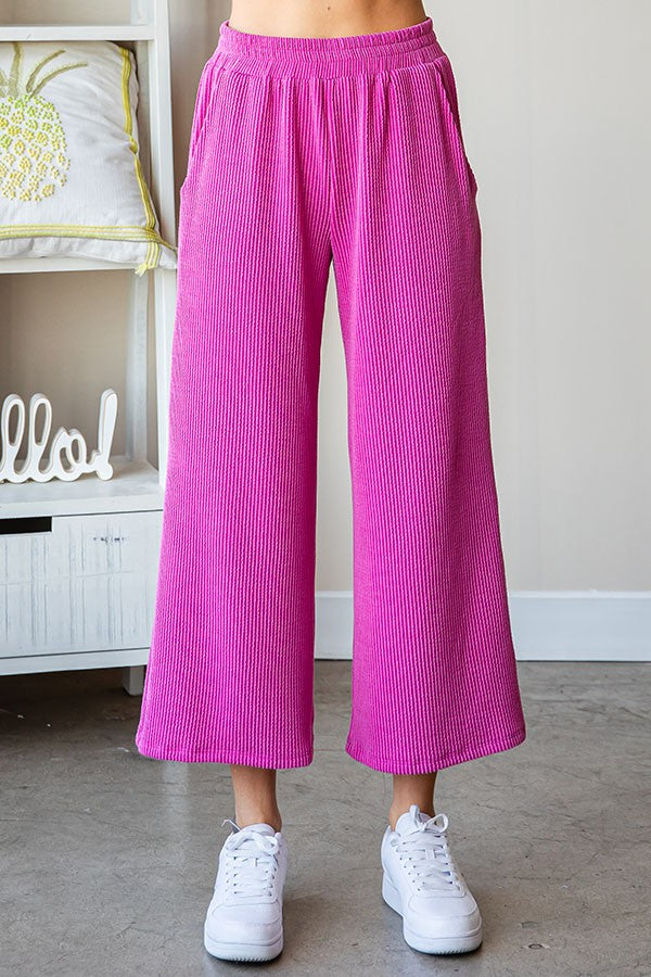 Ribbed Magenta Pant Set