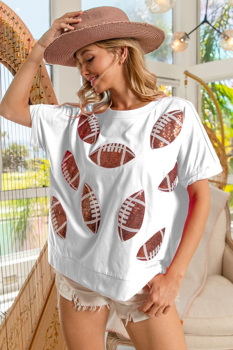 Football Sequin Half Sleeve Top