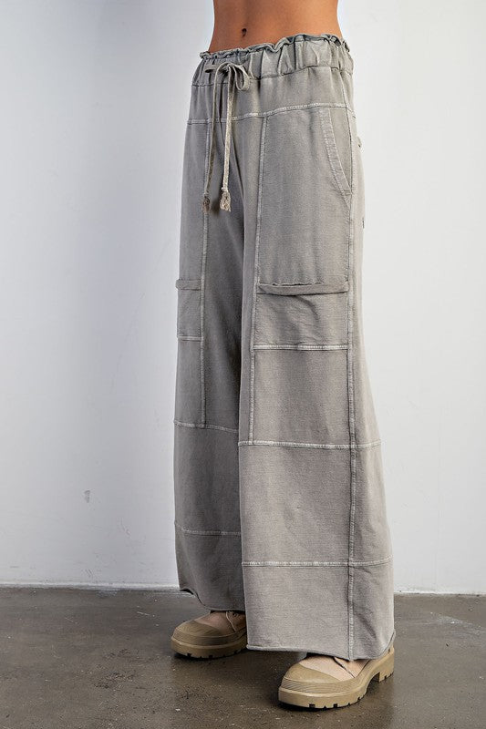 Washed Terry Knit Cargo Pants