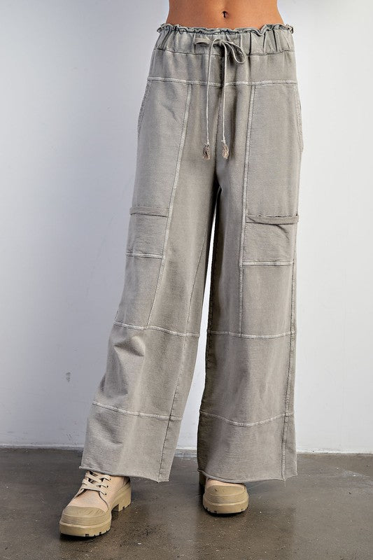 Washed Terry Knit Cargo Pants