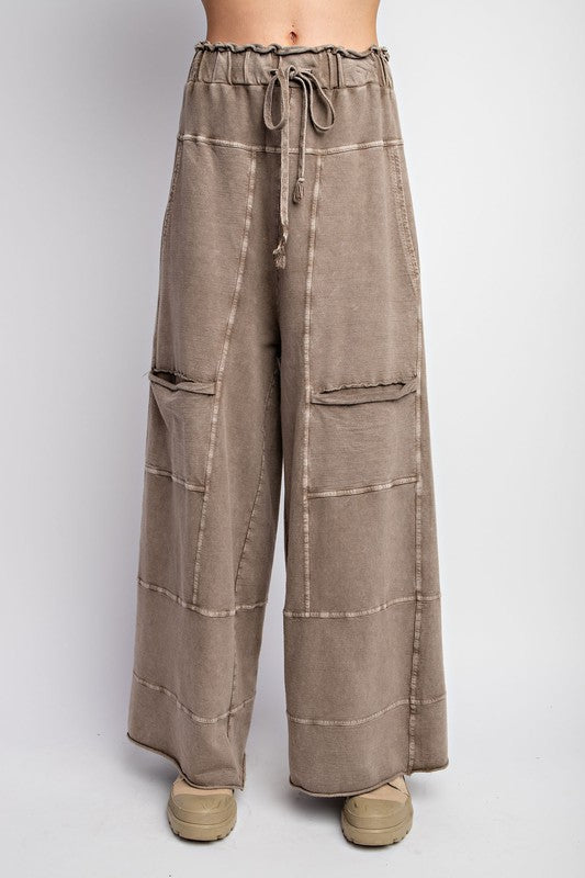 Washed Terry Knit Cargo Pants