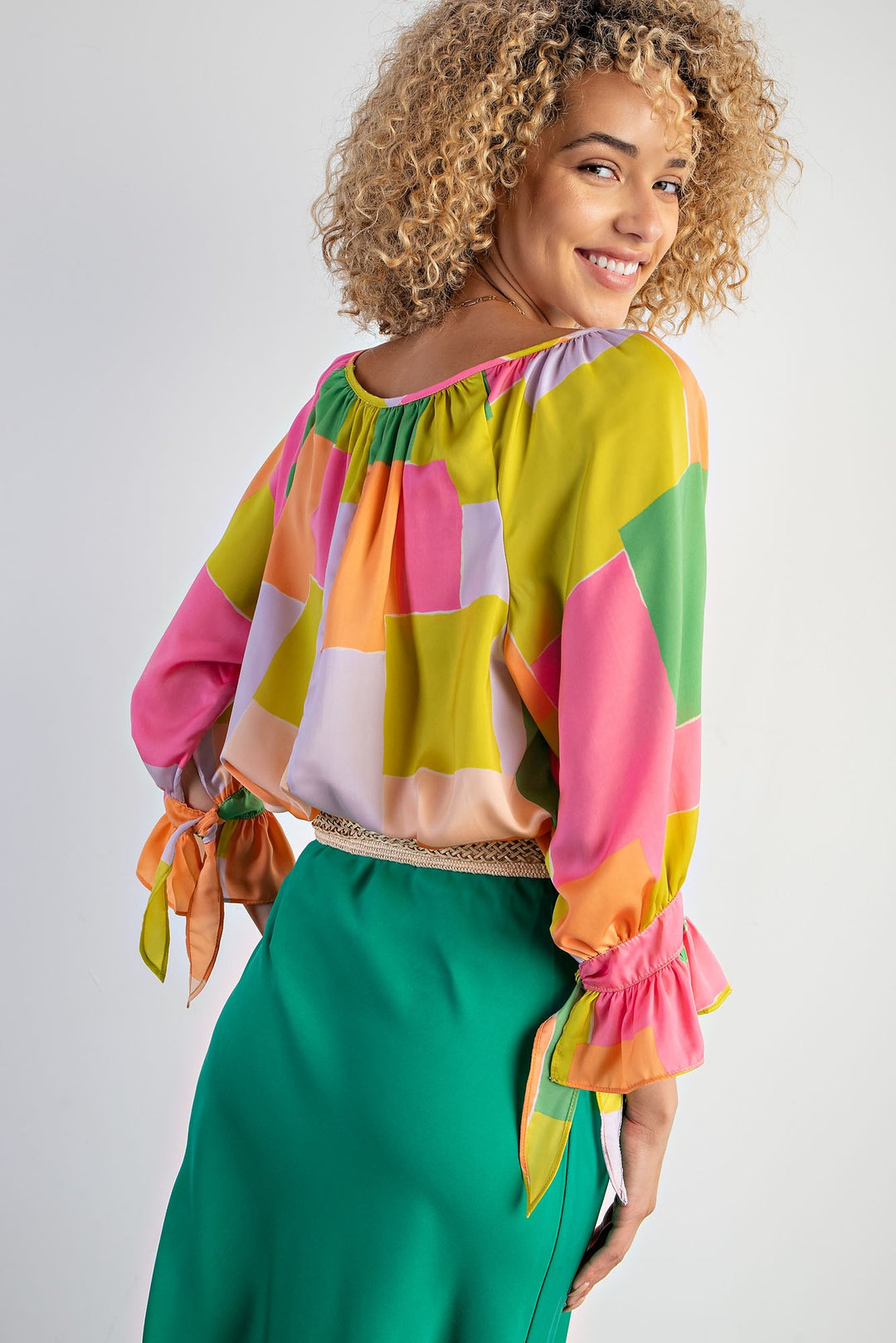 Geometric Mirabelle Sleeve Plus Top