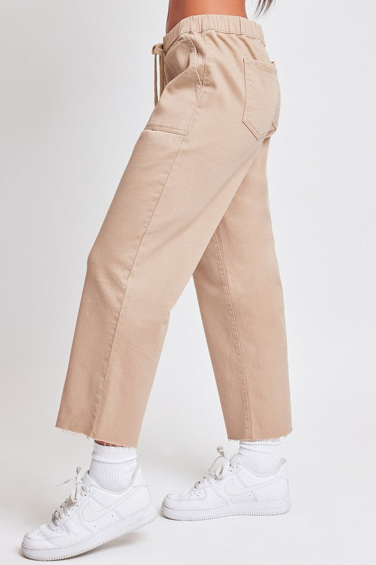 High Rise Crop Straight Drawstring Pants (S-3X)