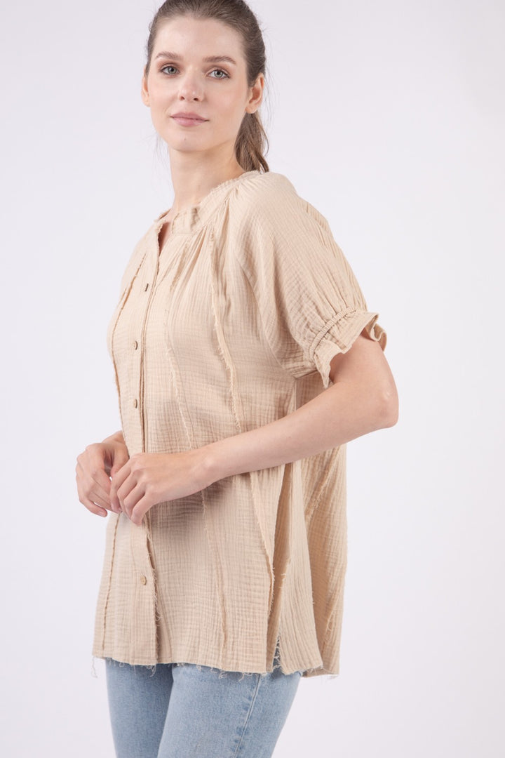 Puff Sleeve Gauze Top