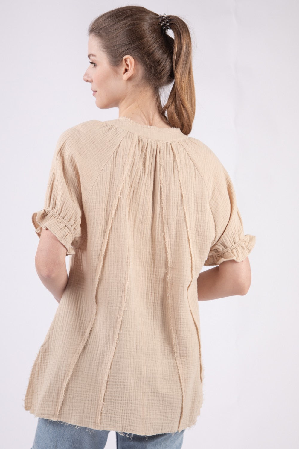 Puff Sleeve Gauze Top