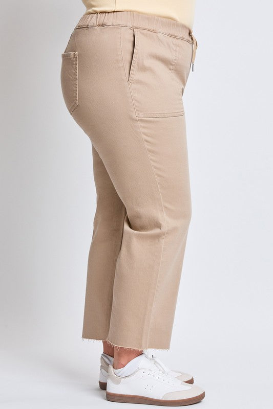 High Rise Crop Straight Drawstring Pants (S-3X)