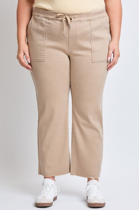 High Rise Crop Straight Drawstring Pants (S-3X)