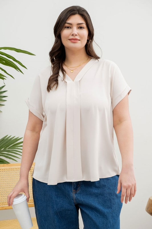 V-Neck Collar Blouse S-3X