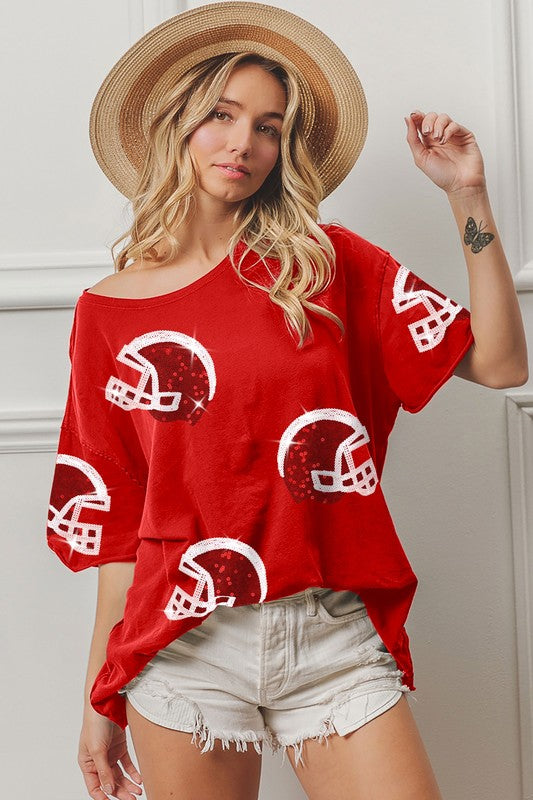 Sequin Football Helmet Top