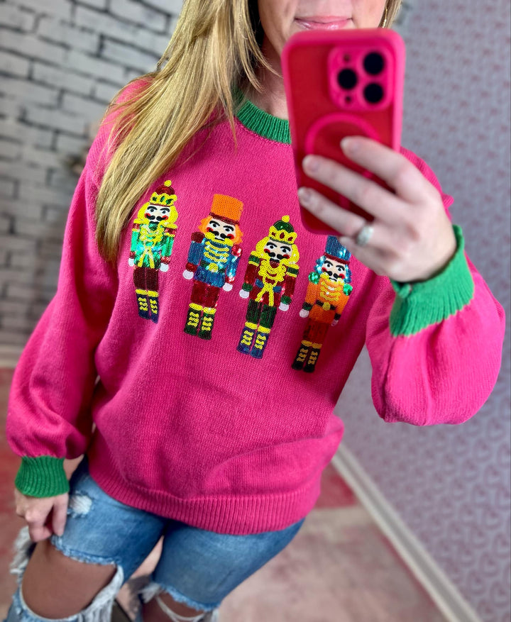 Nutcracker Sequin Sweater Top