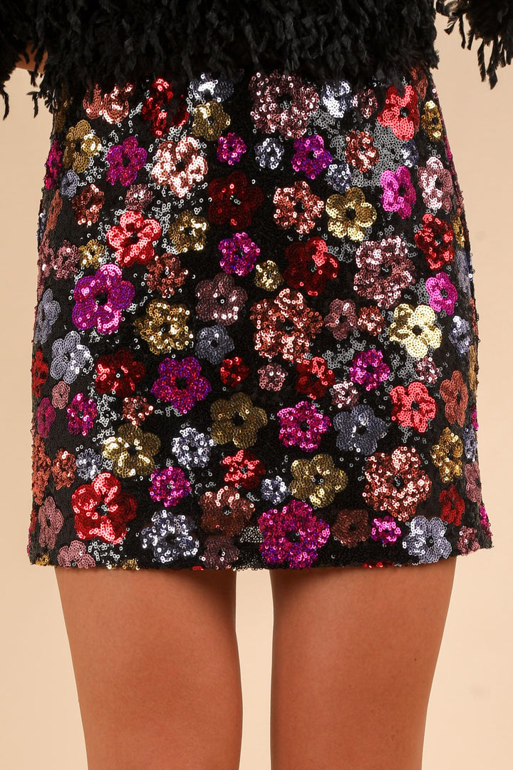 Floral Sequin Skirt