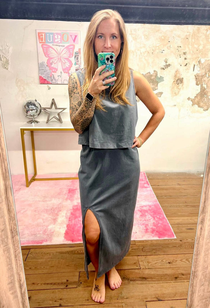 Charcoal Skirt Tank Set