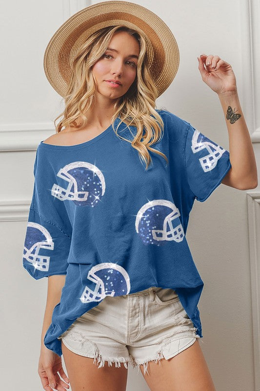 Sequin Football Helmet Top