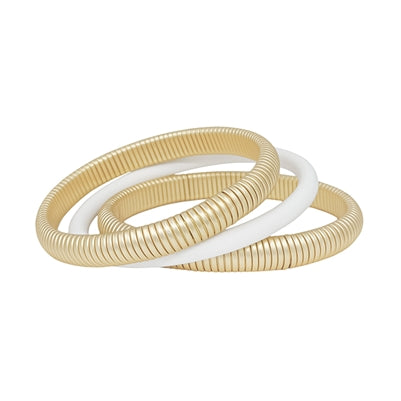 Matte Gold Ribbed Set of 3 Bracelets