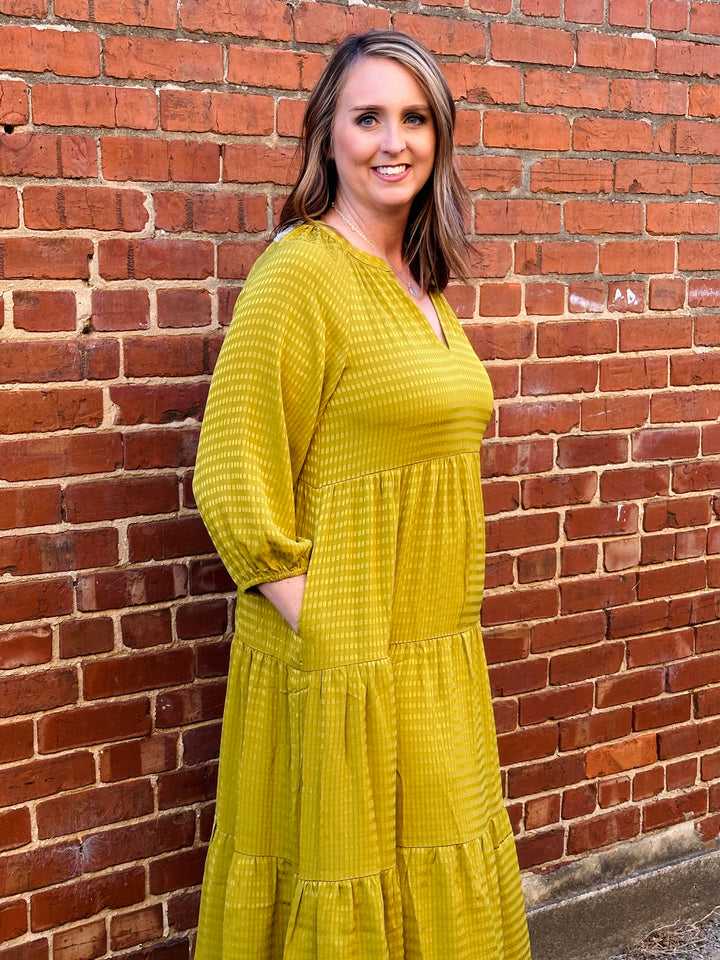 Midi Pattern Dress with Pockets