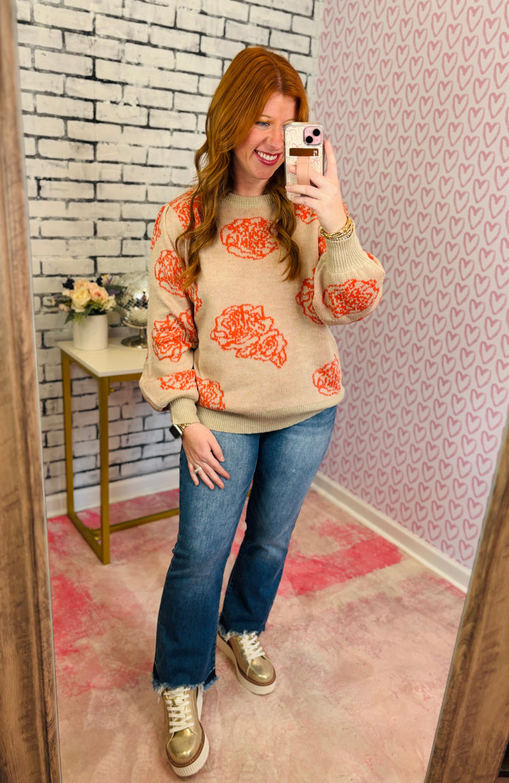 Floral Knitted Sweater (S-3X)