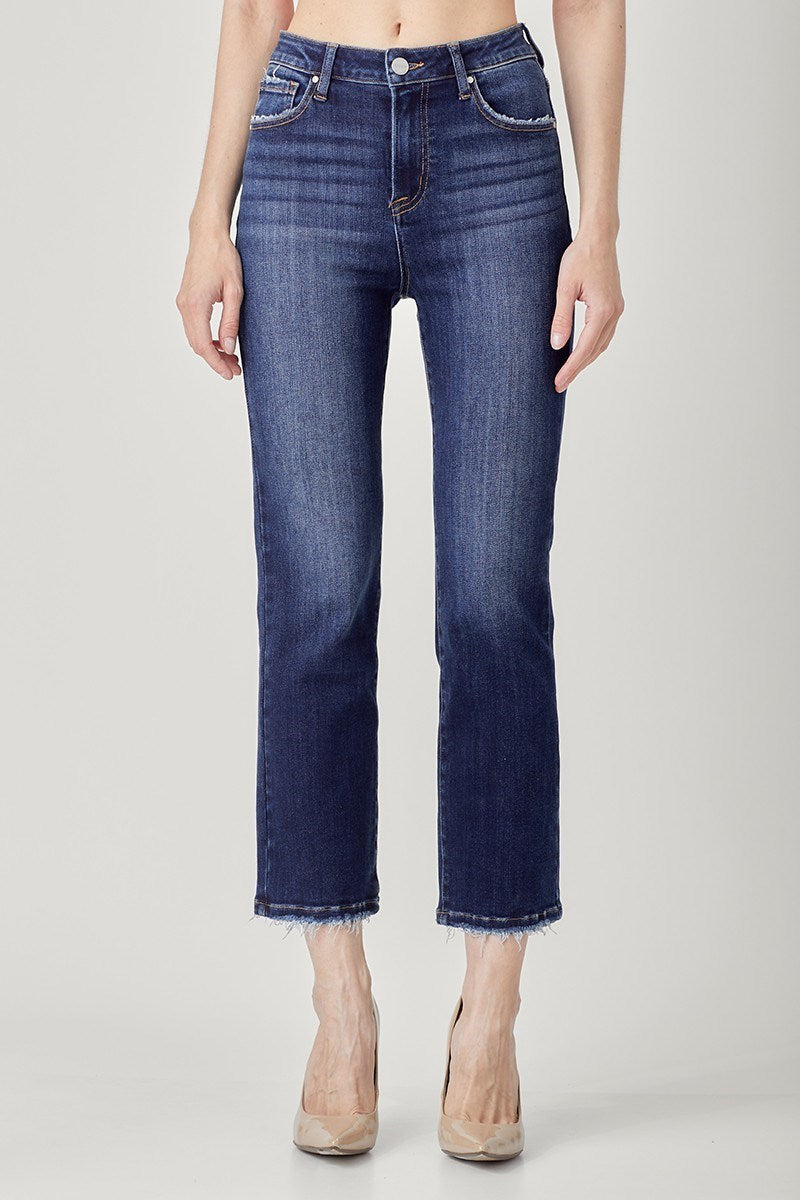 "Laurel" High Rise Crop Straight Jeans