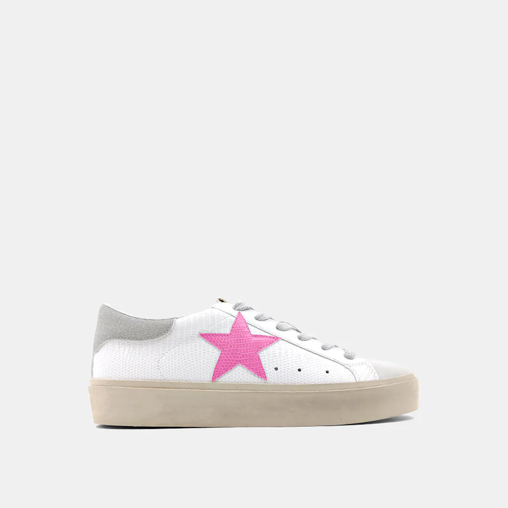 Reba Bone Lizard Pink Star Sneakers