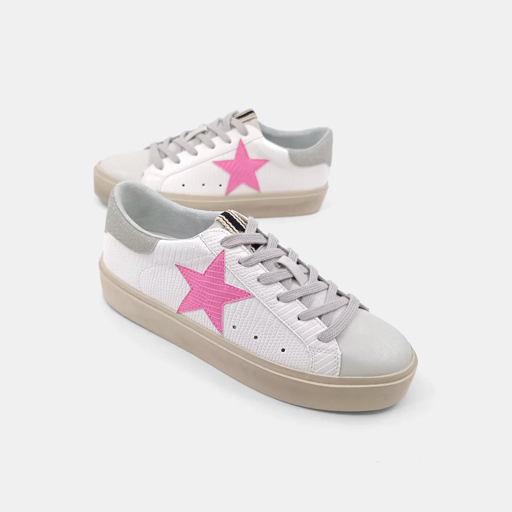 Reba Bone Lizard Pink Star Sneakers