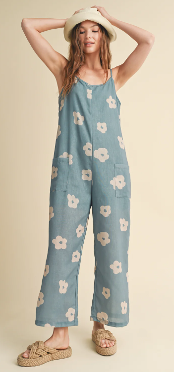 Floral Print Jumpsuit with Pockets