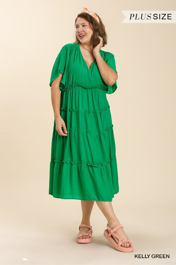 V-Neck Plus Size Maxi Dress