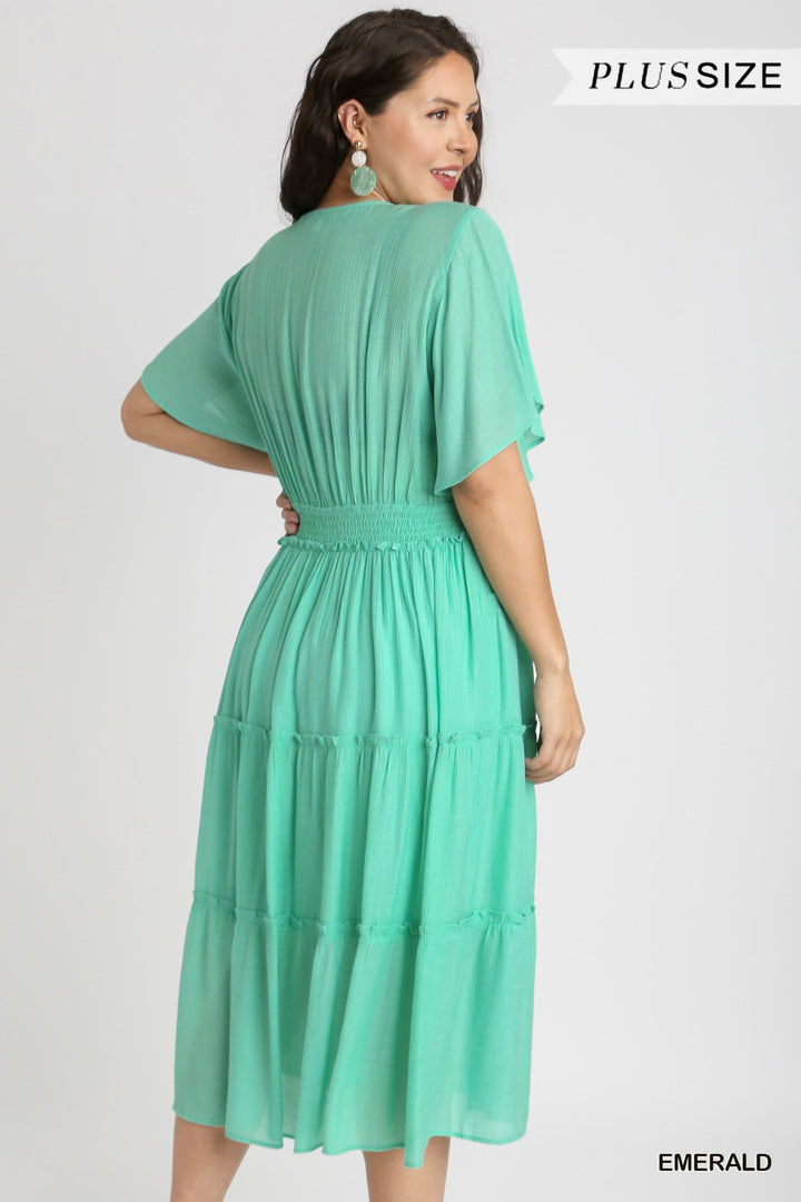 V-Neck Plus Size Maxi Dress