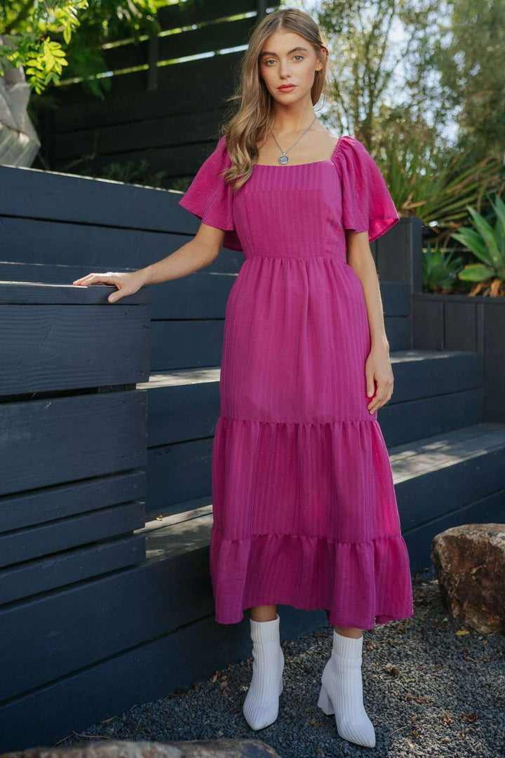 Berry Midi Tiered Dress