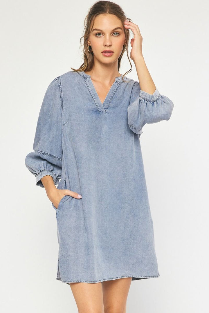 Denim Lightweight Dress with Pockets