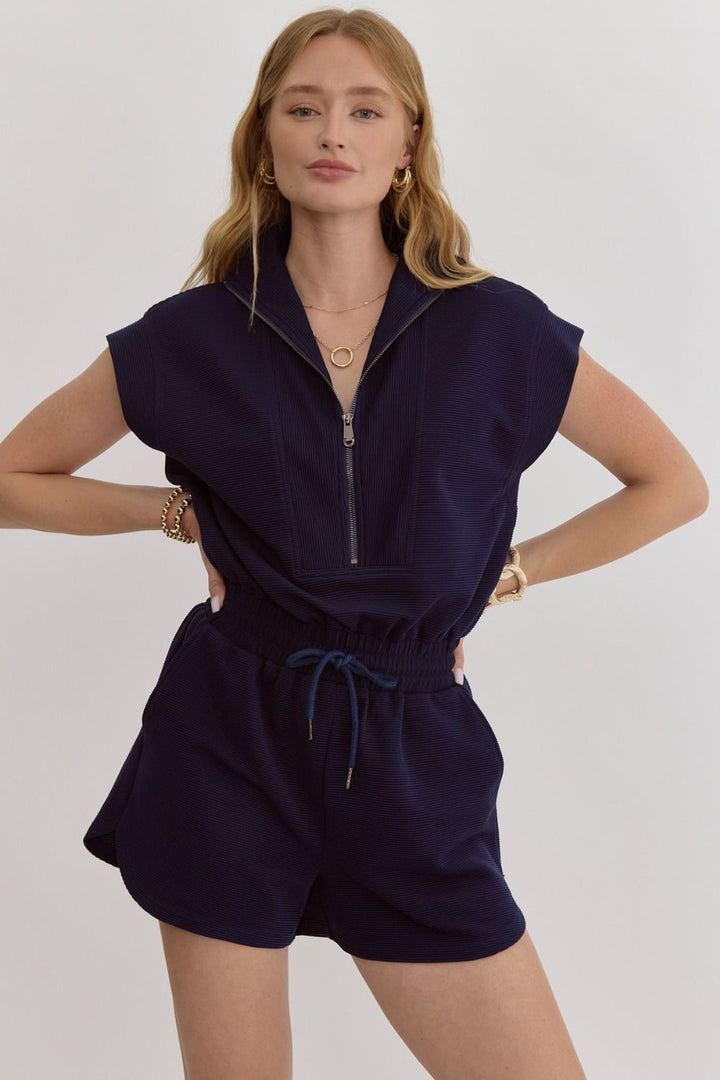 Textured Romper with Tie Waist (2 Colors)