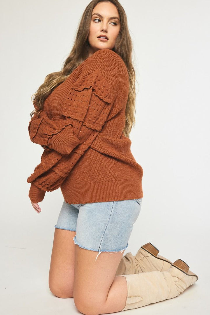 Rust Long Sleeve Detail Sweater