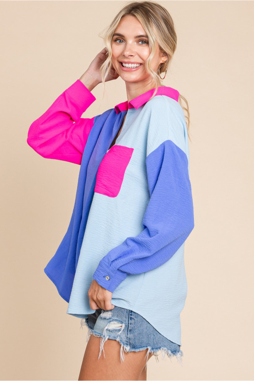 Long Sleeve Color Block Top