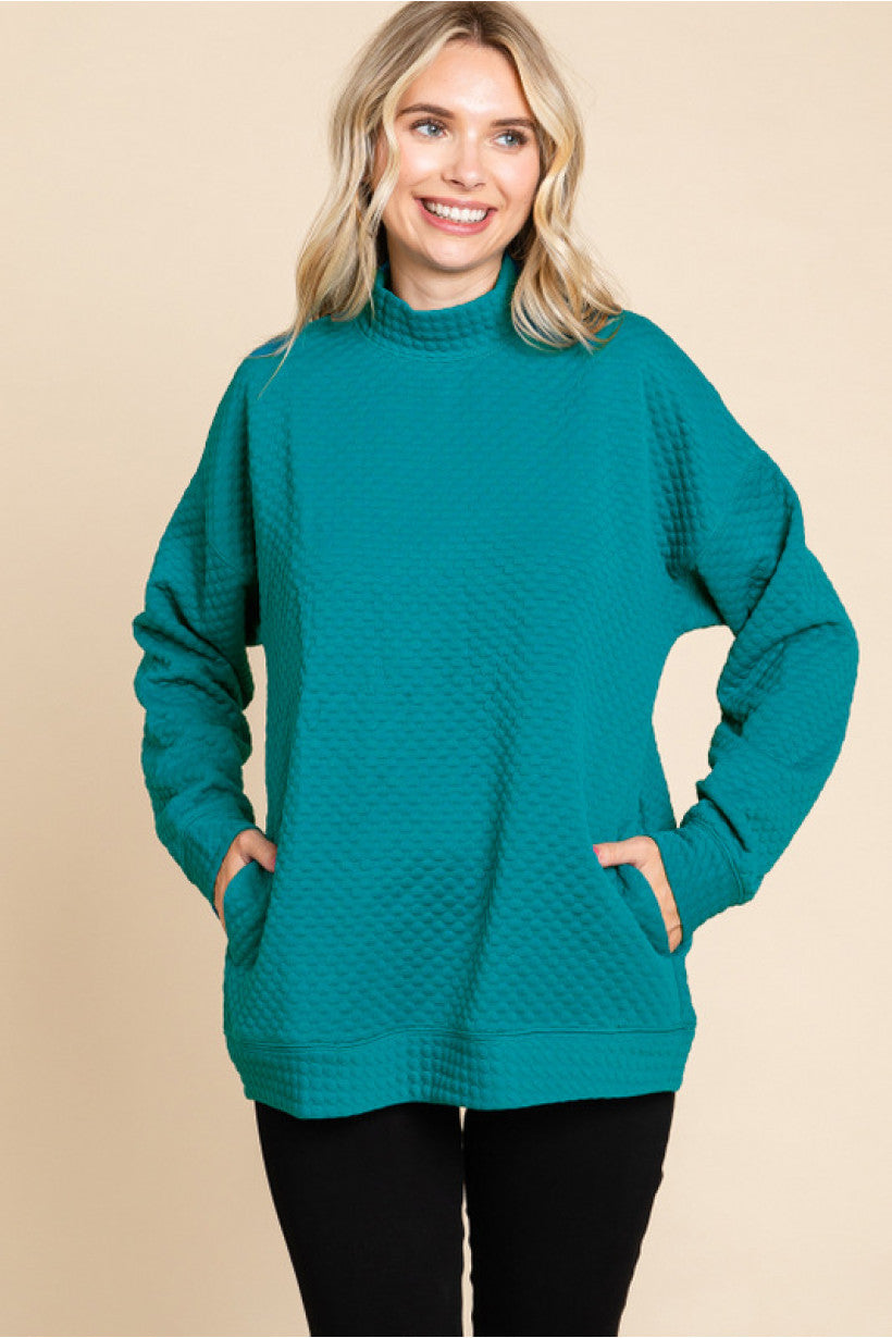 Textured Mock Neck Top