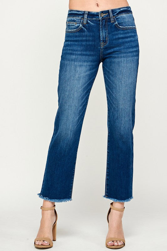 "Avery" Mid Rise Cropped Jeans